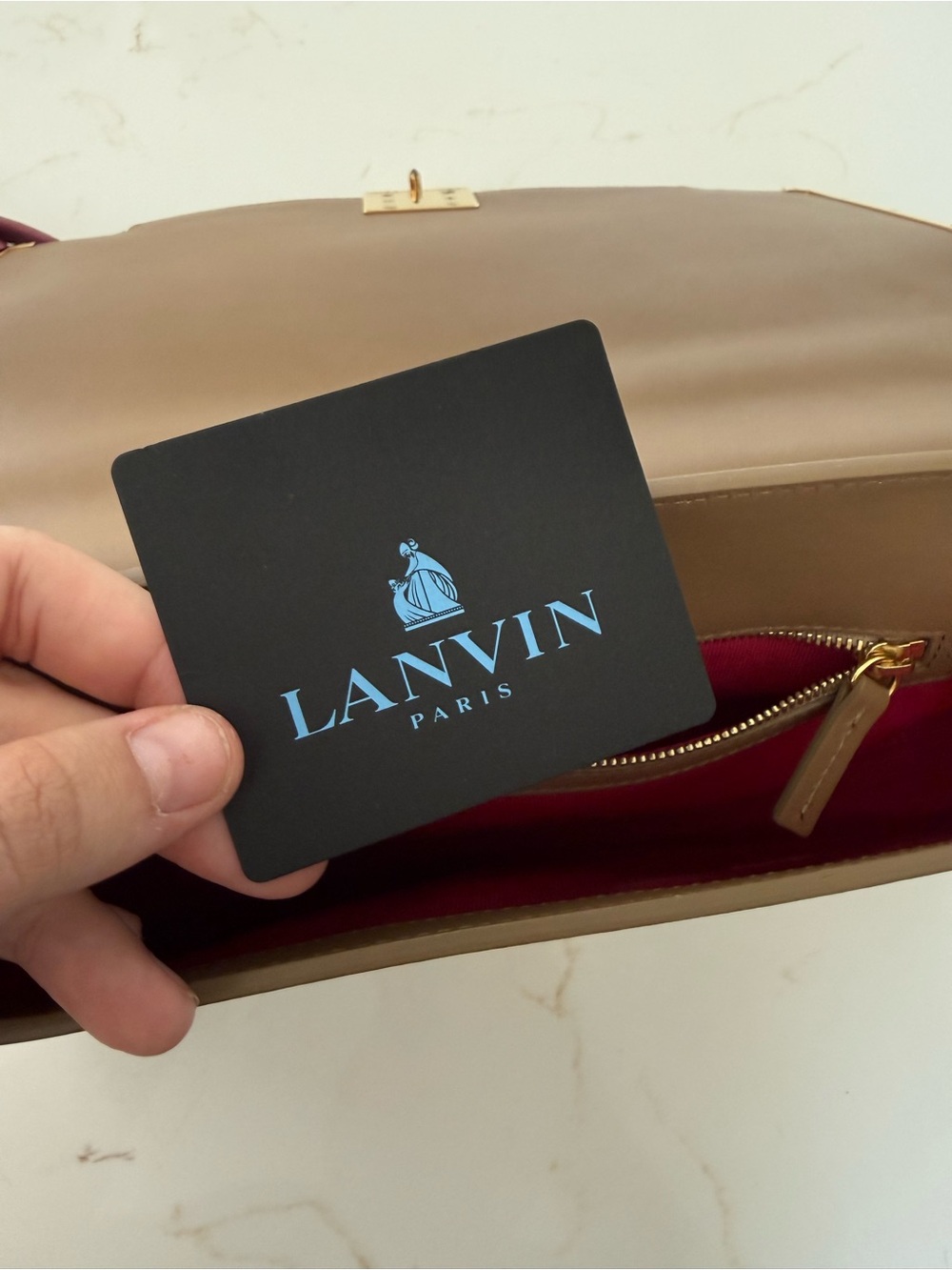 Lanvin Pink and Tan Shoulder Crossbody with Gold Hardware - Picture 5 of 10